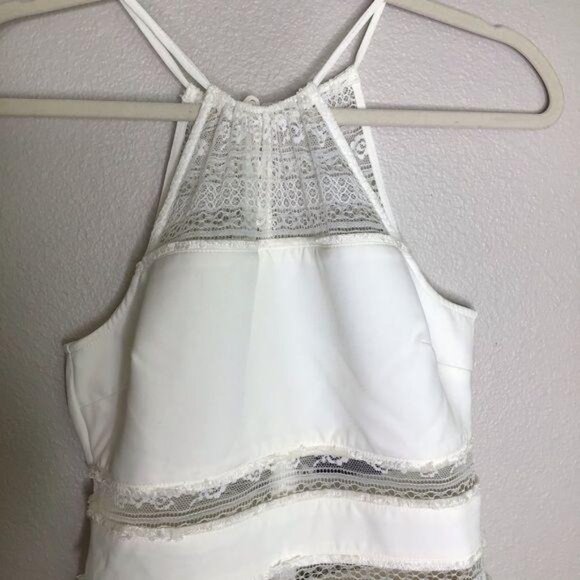 X by NBD Sawyer Dress in Ivory Lace Nude Revolve Mini Fringe Trim Size 4 New - Picture 4 of 10
